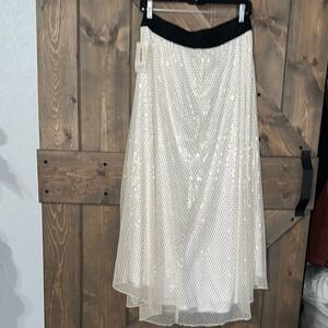 LuLaRoe White and Gold Polka Dot Skirt